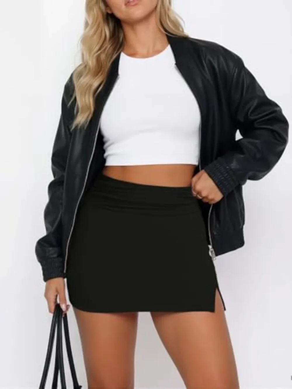Women's Ruched Bodycon Skort with Built-in Shorts and Side Slit | Y2K